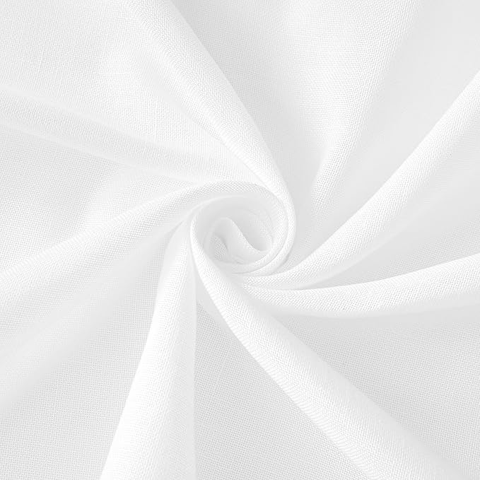 NICETOWN White Linen Kitchen Window Curtains Over Sink, Grommet Thick Linen White Short Window Treatments Privacy Assured with Light Filtering for Bedroom/Bathroom, W34 x L36, 2 Panels