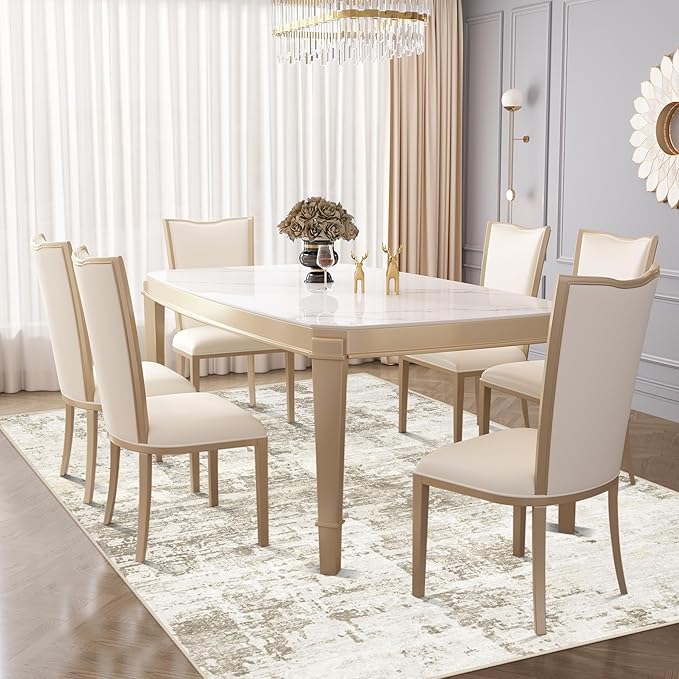 XLUEZ 5x7 Area Rugs for Living Room, Washable Modern Abstract Large Area Rug Neutral Soft Non Slip Kids Rug Stain Resistant Indoor Carpet for Bedroom Nursery Dining Room Playroom(BeigeBrown, 5'x7')