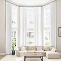 Guken White 100% Blackout Linen Curtains 52 Inch Wide by 140 Inch for Living Room Bedroom Back Tab/Rod Pocket Thermal Insulated Black Out Linen 2 Drapes Room Darkening Window Curtains,52x140