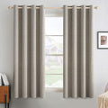 MIULEE Linen Curtains for Bedroom Solid 100% Blackout Thermal Insulated Greige Curtains Grommet Room Darkening Drapes for Living Room Nursery 52x54 Inch (2 Panels)