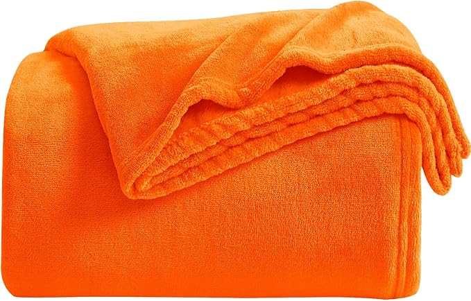 KMUSET Fall Throw Blanket Orange Fleece Throw 50 X 60 inches - Super Soft Cozy Lightweight for Sofa, Bed