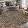 5x5 Washable Round Rug for Living Room Bedroom Vintage Brown Soft Low Pile Carpet Traditional Retro Non Slip Cirlce Rug for Dining Room Entryway Indoor Dorm Kitchen