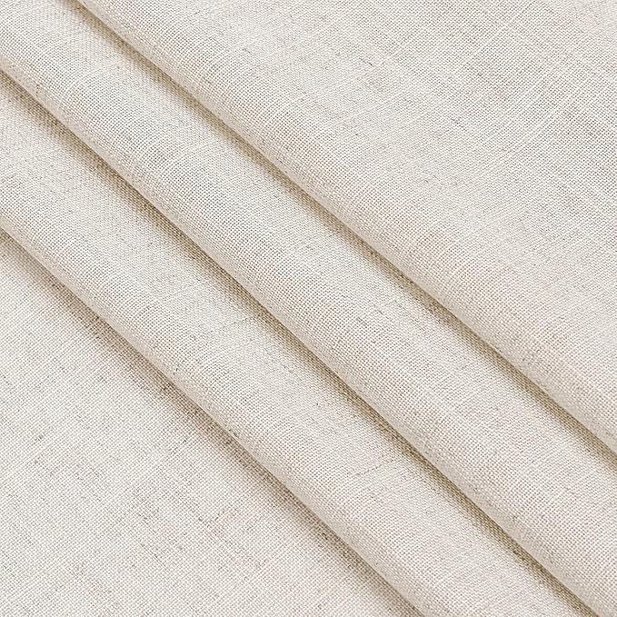 Nanspring 30 Inch Long Beige Curtains for Kitchen Linen Blend Farmhouse Decor Semi Sheer Light Filtering Back Tab and Rod Pocket Short Curtain for Bathroom Small Window 30 x 30 Inch, 2 Panels
