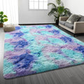 Shag Area Rug, 4 X 6 Tie-Dyed Plush Fuzzy Rugs for Living Room, Ultra Soft Fluffy Furry Rug for Bedroom, Indoor Carpet Nursery Rugs for Kids Room Home Decor, Rainbow