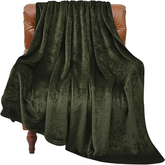BEDELITE Fleece Blanket Olive Green Throw Blankets for Couch & Bed, Luxury Plush Cozy Fuzzy Blanket 50x60 inches, Super Soft Warm Lightweight Throw Blanket for Travel Camping