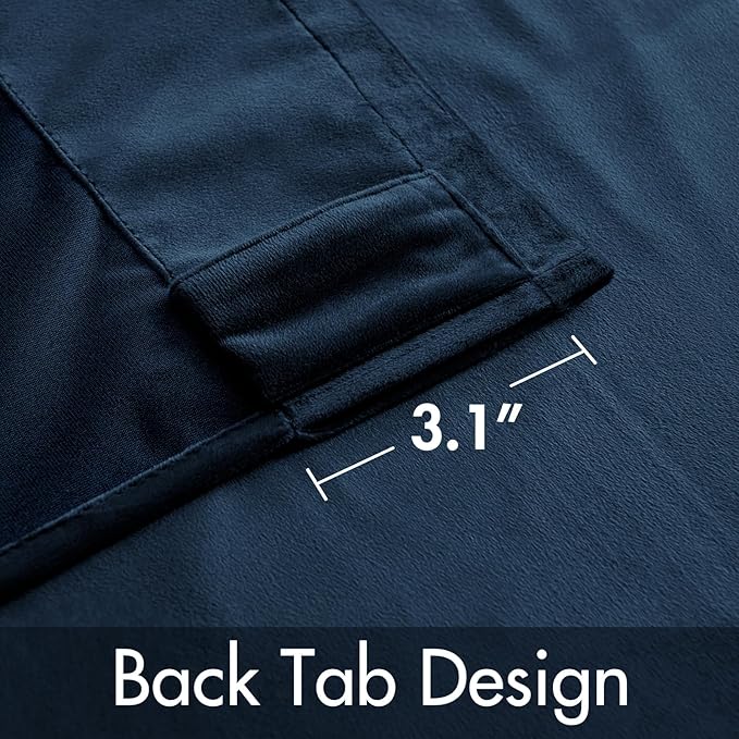 MIULEE Velvet Curtains 108 inches - Luxury Blackout Curtains for Bedroom Living Room Thermal Insulated Super Soft Window Drapes Rod Pocket & Back Tab, Navy Blue, W52 x L108 inches, 2 Panels