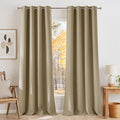 NICETOWN Faux Linen Oatmeal Blackout Curtains 84 inches Long for Living Room - Privacy Panels for Bedroom, Modern Farmhouse Style Easy Care Grommet Top, 2 Panels, W52 by L84