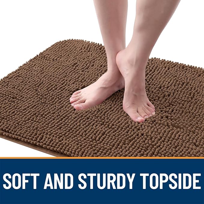 OLANLY Dog Door Mat for Muddy Paws 70x35, Absorbs Moisture and Dirt, Absorbent Non-Slip Washable Doormat, Quick Dry Chenille Mud Mat for Dogs, Entry Indoor Entryway Carpet for Inside Floor, Mocha