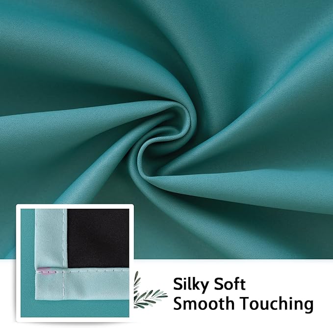 SimpleHome Blackout Curtains Ombre for Living Room,Room Darkening Teal Curtains Set of 2 Panels Thermal Insulated Bedroom Curtains，52 x 84 Inch