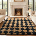 Ophanie Checkered Black & Beige Rhombus Rugs for Living Room Bedroom, Fluffy Soft Cute Fuzzy Area Rug, Plush Shaggy Bedside Floor 4x6 Furry Carpet for Kids Baby Teen Dorm Nursery Home Decor Aesthetic