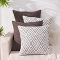 HPUK Decorative Throw Pillow Covers Set of 4 Dark Gray Geometric Design Linen Cushion Cover for Couch Sofa Living Room, 18"x18", Natural