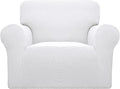 Easy-Going Stretch Oversized Chair Sofa Slipcover 1-Piece Couch Sofa Cover Furniture Protector Soft with Elastic Bottom for Kids Spandex Jacquard Fabric Small Checks Snow White