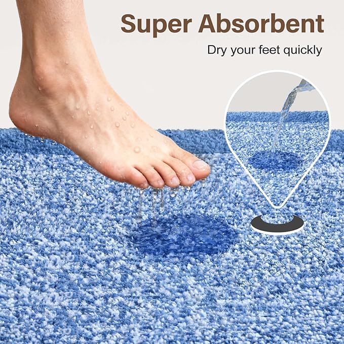 48x32 Large Bathroom Rugs Washable Non Slip, Blue Bath Mat for Bathroom Floor Tub, Soft Absorbent Quick Dry Mats for Shower, Bathtub,Home Decor