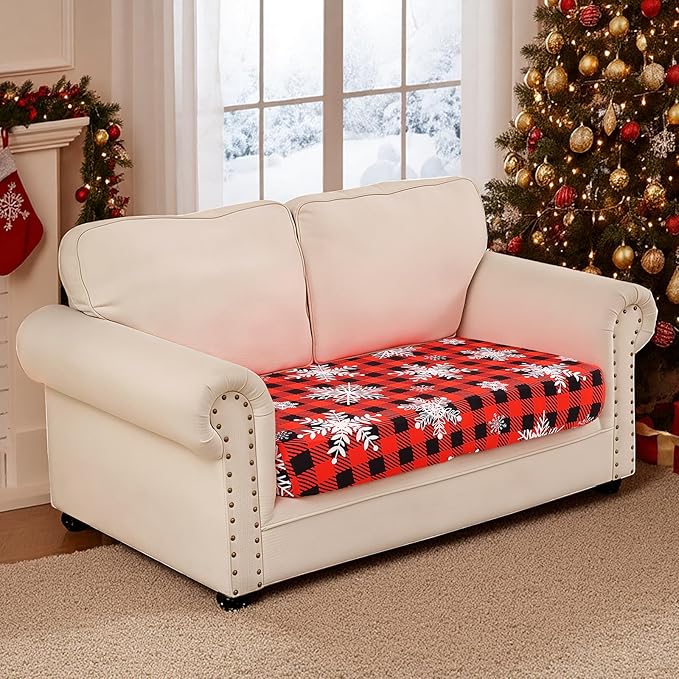Smiry Printed Couch Cushion Covers, Stretch Soft Couch Covers for Sofa, Washable Non-Slip Sofa Slipcover Furniture Protector for Indoor and Outdoor (Medium, Burgundy)