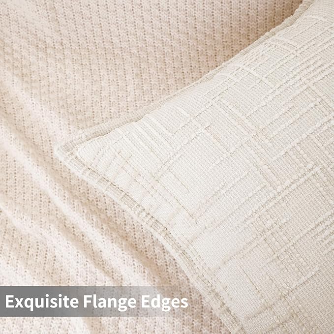 HPUK Fall Chenille Soft Throw Pillow Covers 18x18 Set of 2, Accent Cushion Covers for Living Room, Bedroom, Decorative Solid Color Pillow Covers for Couch, Sofa, Chair, White