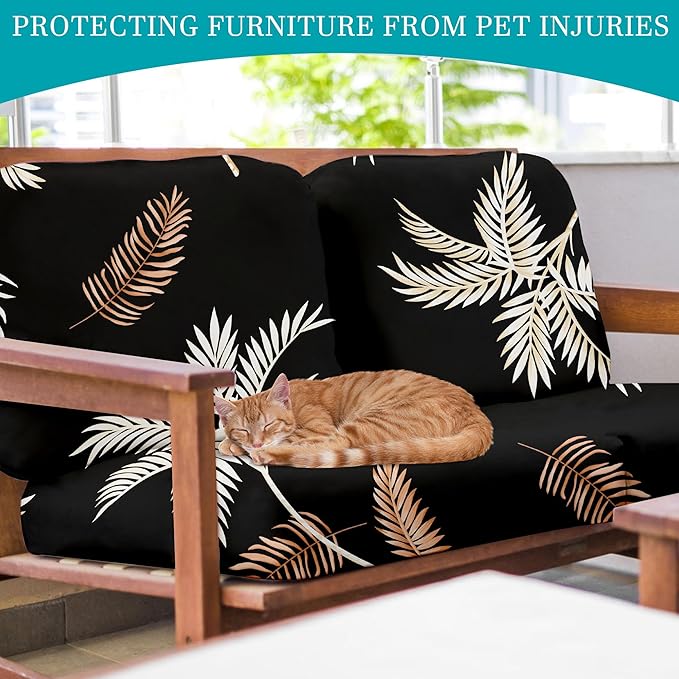 14Pcs Stretch Patio Cushion Covers,Outdoor Couch Covers Replacement,Outdoor Couch & Sofa Slipcovers,for Patio Furniture Cushion Cover,Washable Reusable Furniture Protector (Coconut Ttrees,Cover Only)
