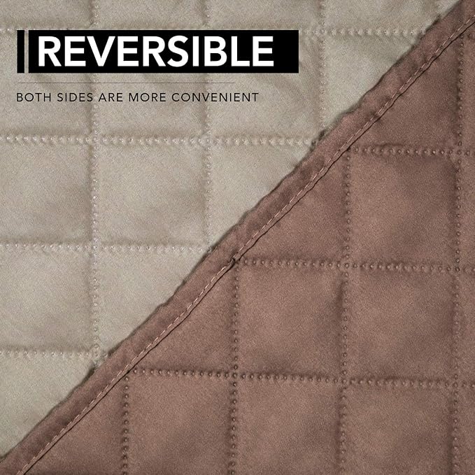 Easy-Going Oversized Recliner Cover Reversible Couch Cover Sofa Cover for Living Room Water Resistant Furniture Protector with Elastic Straps for Pets Dog (Oversized Recliner, Brown/Beige)