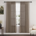 Nanspring Dark Taupe Linen Curtains 80 Inches Length for Living Room Back Tab Rod Pocket Semi Sheer Linen Drapes Muted Neutral Boho Linen Textured Window Curtain for Dining Room Bedroom 52X80 Inches