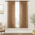 Brown Curtains for Living Room Back Tab Modern Farmhouse Semi Sheer Brown Curtains 63 inches Long 2 Panels Set Muted Neutral Window Curtain for Dining Room Bedroom 52x63