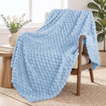 Exclusivo Mezcla Fleece Throw Blanket for Couch, Extra Large Fuzzy Stone Blue Bed Blankets, Soft Cozy Plush Sofa Throws for All Seasons, 50x60 Inches