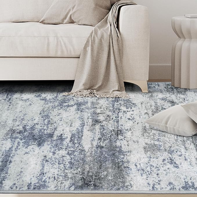 5x7 Area Rugs for Living Room Rug Washable: Abstract Tumble Large Rug for Dining Room Bedroom Carpet Non Slip 5 by 7 Indoor Modern Nursery Home Office Alfombras para Salas Modernas Blue Grey