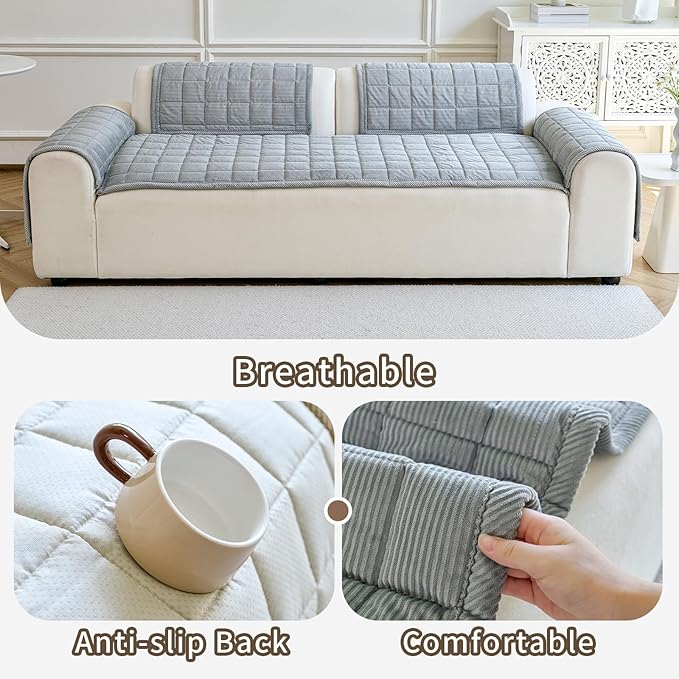 Couch Covers for Dogs Washable, Non Slip Couch Covers for Loveseat Sofa Pet Friendly, Soft Fuzzy Sofa Covers for Pet, Dog Couch Cover Furniture Protector(1PC,Light Grey,27.6"x27.6")