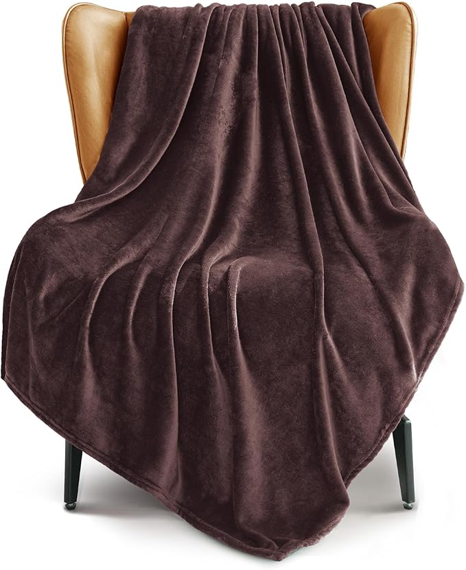Exclusivo Mezcla Fleece Throw XL Blanket for Couch, Sofa, Super Soft and Warm Coffee Blankets, All Season, Cozy, Plush, Lightweight, 50x70 Inches