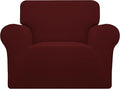 Easy-Going Stretch Oversized Chair Sofa Slipcover 1-Piece Couch Sofa Cover Furniture Protector Soft with Elastic Bottom for Kids Spandex Jacquard Fabric Small Checks Wine