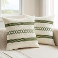 MIULEE Set of 2 Moss Green Boho Decorative Pillow Covers 18x18 Inch Farmhouse Rustic Couch Throw Pillows Modern Summer Cotton Cushion Covers Retro Cute Macrame Woven Spring Decor for Bed Sofa Chair