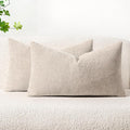 MIULEE Pack of 2 Couch Throw Pillow Covers 12x20 Inch Soft Light Brown Chenille Lumbar Pillow Covers for Sofa Living Room Solid Dyed Cases