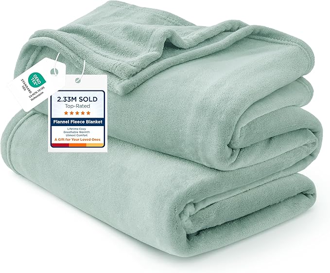 Bedsure GentleSoft Sage Green Fleece Throw Blanket - 300GSM Soft Lightweight Plush Cozy Blankets for Bed, Sofa, Couch, Travel, Camping