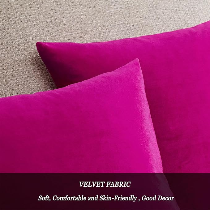 GIGIZAZA 18x18 Pillow Covers Set of 2 Velvet Throw Pillows Decorative Hot Pink Covers for Couch Sofa Bedroom Pillowscase