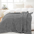 Puncuntex Grey Throw Blanket 108"×90" inches Fuzzy 3D Jacquard Decorative Flannel Fleece Super Soft Plush Cozy Blanket for Couch Sofa Chair Lightweight
