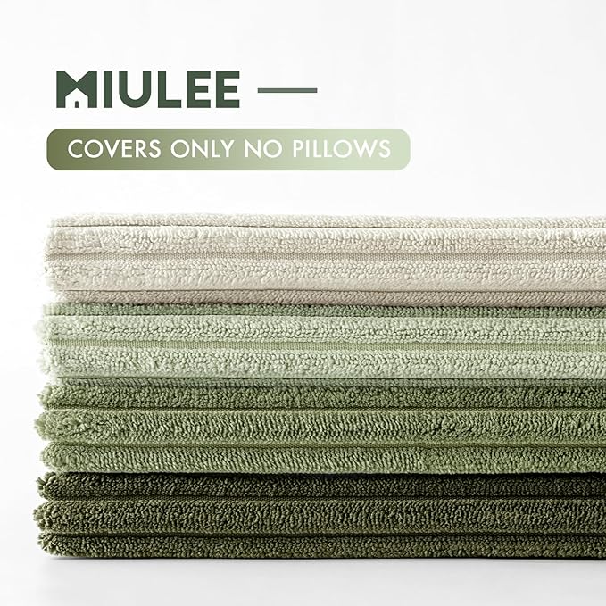 MIULEE Decorative Throw Pillow Covers Set of 4 Summer Light Green Gradient Natural Earthy Modern Classic Soft Corduroy Cushion Covers for Sofa Couch Bed Living Room Spring Home Decor 18x18 Inch