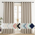 NICETOWN Oatmeal Vintage Open Linen Weave Flax Thermal Curtains, 100% Blackout Curtains 108" Long for Dining Room, Soundproof Window Treatment Drapes for Home Office, 62" Wide Per Panel, Set of 2