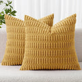 MIULEE Pack of 2 Corduroy Decorative Throw Pillow Covers 20x20 Inch Soft Boho Striped Pillow Covers Modern Farmhouse Home Decor for Summer Sofa Living Room Couch Bed Yellow