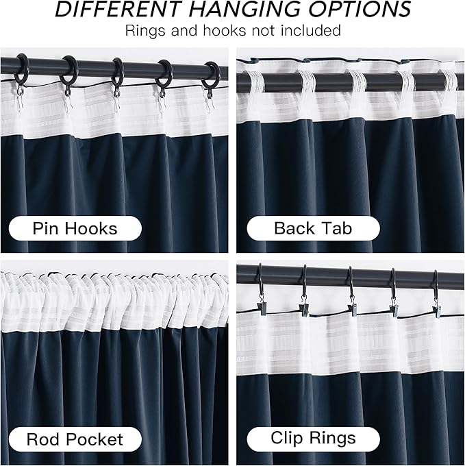RYB HOME Navy Blue Velvet Curtains 84 inches- Velevt Blackout Curtains for Bedroom, Thermal Insulated Noise Reducing Panels Soft Luxury Window Decor, Navy Blue, W52 x L84 inches, 2 Panels