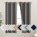 NICETOWN Grizzle Gray Vintage Linen 100% Blackout Curtains for Dining Room, Thermal Insulated Curtains 45" Long, Noise Reducing Window Treatment Drapes for Kitchen, 42" Wide Per Panel, Set of 2