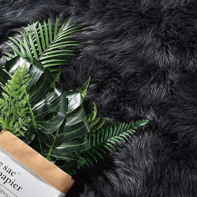 Latepis Living Room Rugs 6x9 Faux Sheepskin Fur Dark Grey Rug for Bedroom Fuzzy Fluffy Rug for Sofa Floor Entertainment Room Luxury Home Decor