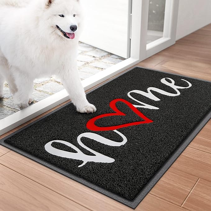 BeneathYourFeet Door Mat, Welcome Mat Low Profile Floor Mat Front Doormat Indoor and Outdoor Doormat Non Slip Rugs for Entryway, Patio, High Traffic Areas (30"x17.5", Black-Home)