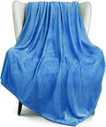 Exclusivo Mezcla Fleece Throw XL Blanket for Couch, Sofa, Super Soft and Warm Washed Blue Blankets, All Season, Cozy, Plush, Lightweight, 50x70 Inches