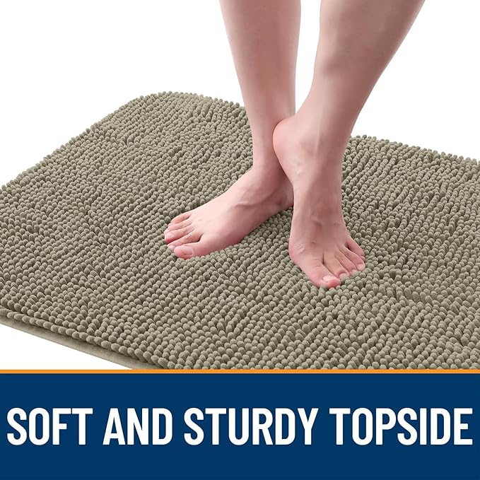 OLANLY Dog Door Mat for Muddy Paws 50x30, Absorbs Moisture and Dirt, Absorbent Non-Slip Washable Doormat, Quick Dry Chenille Mud Mat, Entry Indoor Entryway Carpet for Inside Floor, Warm Taupe