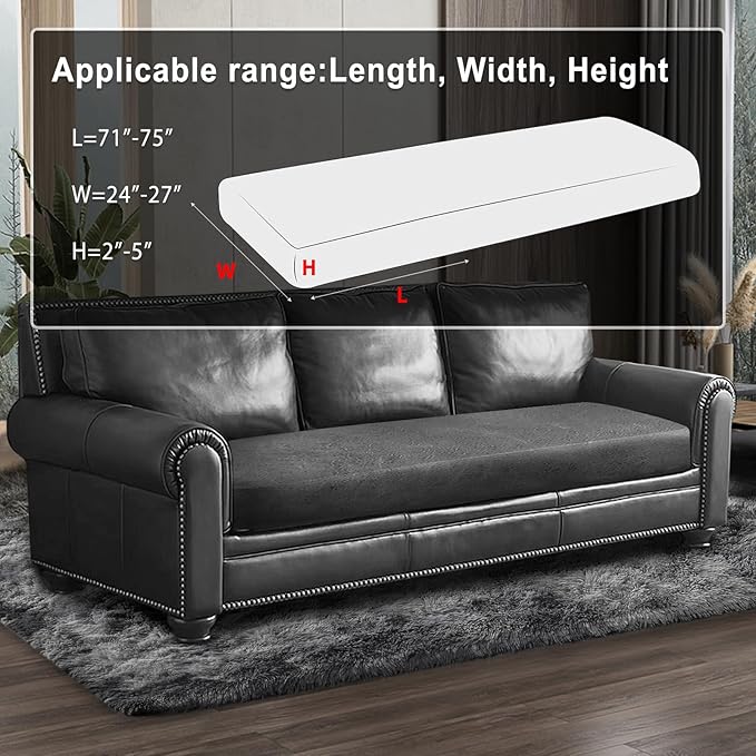 Leather Look Couch Cushion Covers Sofa Seat Slipcovers Sets Couches Furniture Protector for Sectional Armchair Loveseat Pets Kids Stretch Spandex Fabric (1 Cushion Sofa, Light Grey)