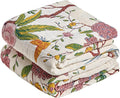 MSGKV The Boho Layer: 60"x80" Cotton Throw Blanket – Full Size for Couch Snuggles, Twin Bed Topper | Lightweight & Breathable Reversible Chinoiserie Floral & Bird Pattern, Decorative Accent