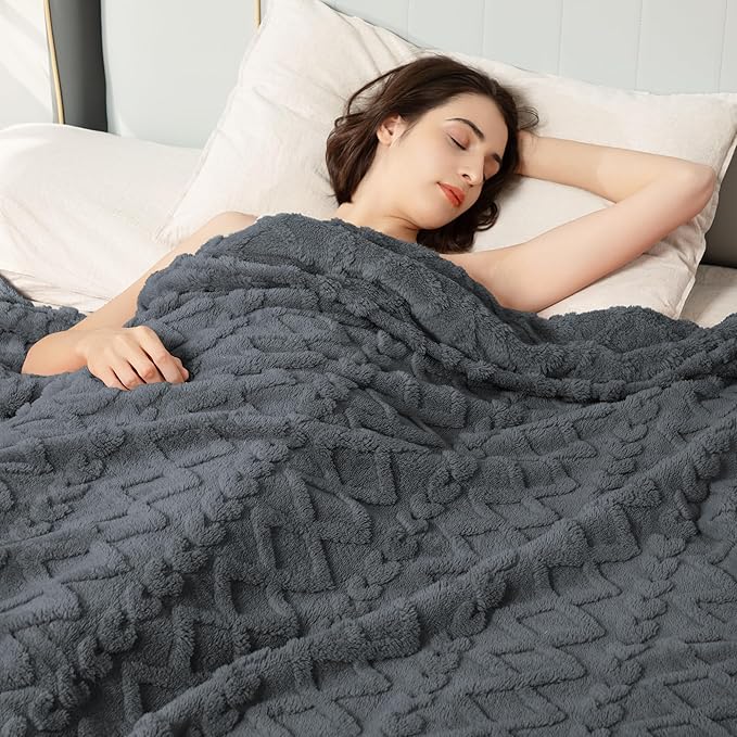 Aganear Blanket Queen Size - Washed Fuzzy Cozy Soft Lightweight Blankets for Couch, Sofa, Bed, Office, Breathable and Skin-Friendly Blanket for All Season Accessories(90"x90", Gray)