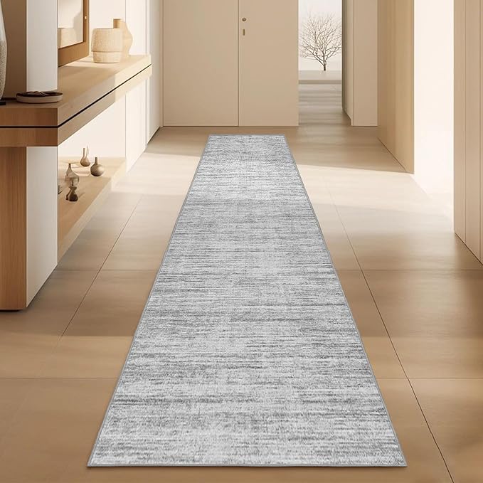 Runners for Hallways 2x8 Kitchen Runner Rugs，Modern Abstract Rug Runners for Entryway，Stain Resistant Washable Runner Rug Non-Slip 8ft Carpet Rug for Bedroom Living Laundry Room（Grey,2'x8'）
