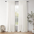 Nanspring Neutral Linen Curtains 120 Inches Long for Living Room Linen Sheer Curtain Back Tab Coastal Modern Farmhouse Floor to Ceiling Drapes for Bedroom Office High Window 52x120, 2 Panels