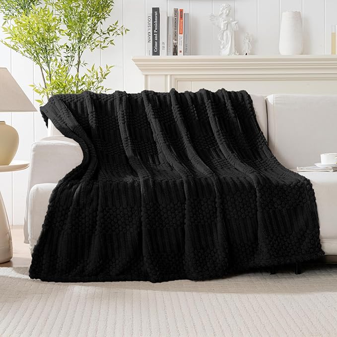 90x104 Inch Black King Size Blanket - Soft & Fluffy Fleece, Neutral Tan Color, Cute & Aesthetic, Perfect for Sofa, Couch, Bed, Living Room & Bedroom, All-Season Use, Plush & Cozy Decorative Blanket