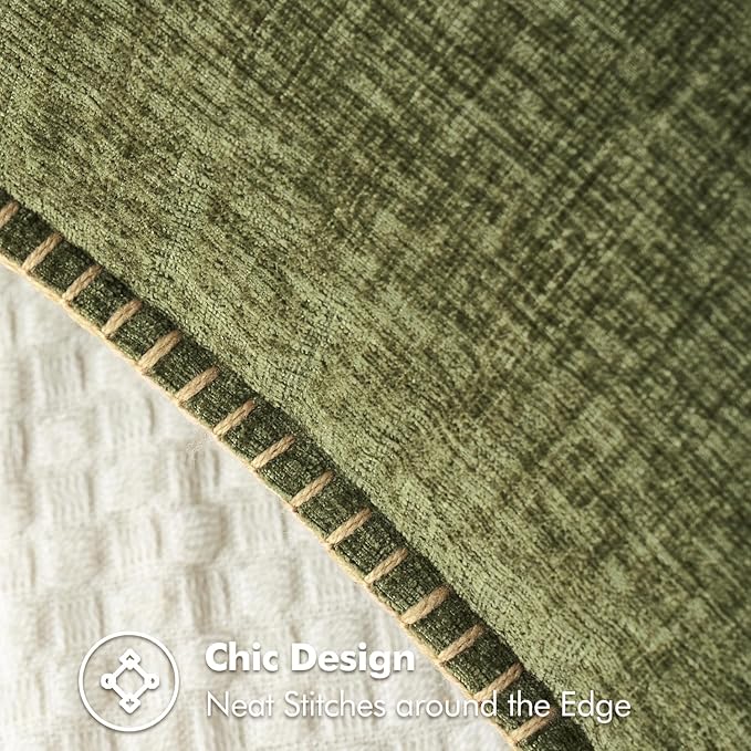 MIULEE Pack of 2 Couch Throw Pillow Covers 12x20 Inch Olive Green Farmhouse Decorative Pillow Covers with Stitched Edge Soft Chenille Solid Dyed Spring Pillow Covers for Sofa Bed Living Room