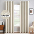 MIULEE 100% Blackout Linen Textured Curtains for Bedroom Solid Thermal Insulated Cream Grommet Room Darkening Curtains & Drapes Luxury Decor for Living Room Nursery 52 x 84 Inch (2 Panels)
